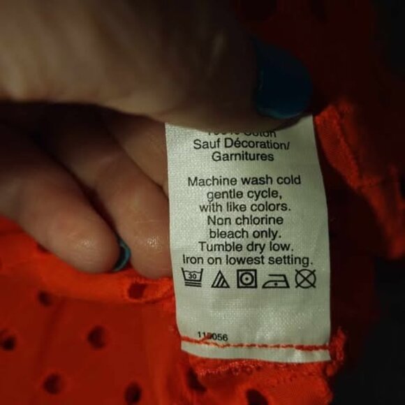 J.Crew Women's XS Eyelet Tunic Top Bright Orange Navy Trim sunny season staple - Picture 10 of 10